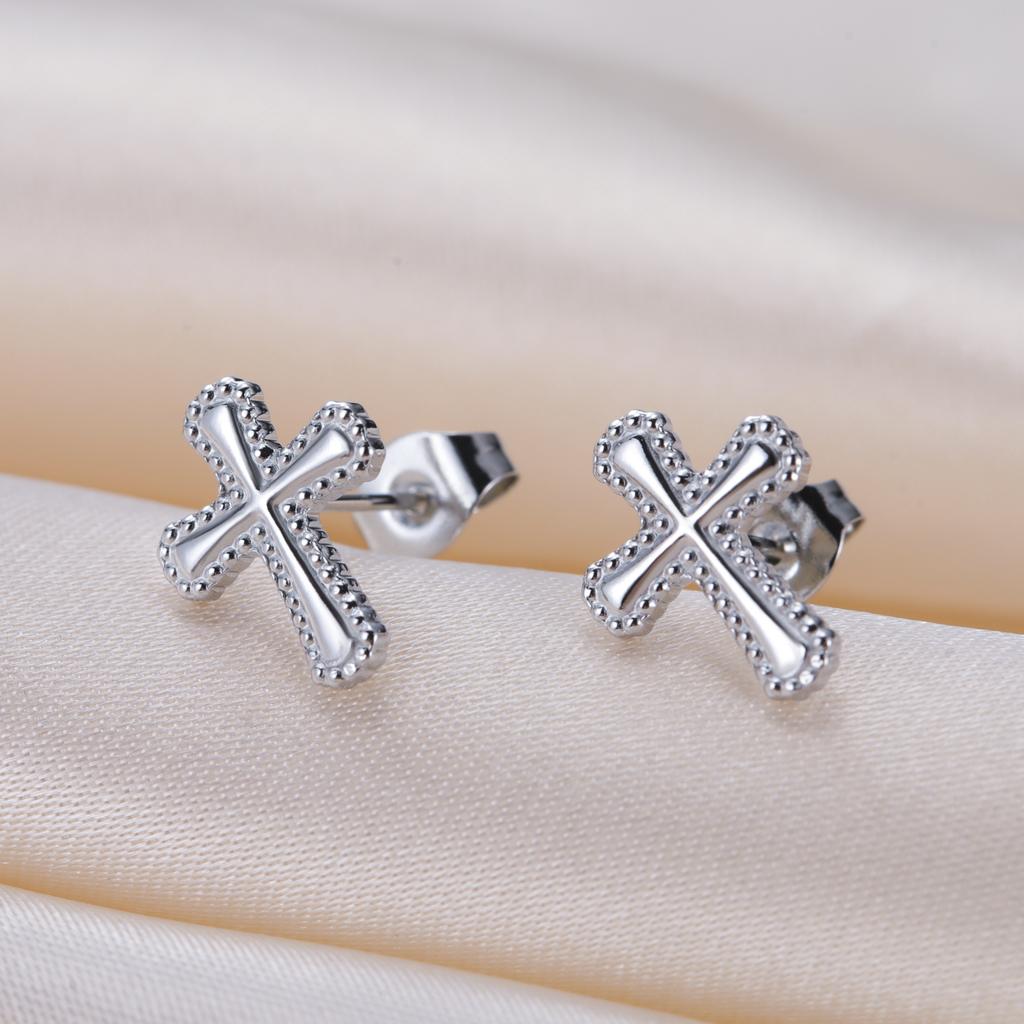 Teamer Cross Stud Earrings For Men Women Stainless Steel Gold Color Minimalist Jewelry Ear Accessories Birthday Gift 2026 New