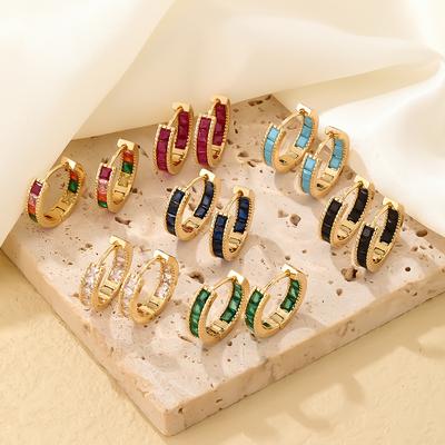 ZAKOL Geometrische Quadratische Farbige Zirkon Creolen für Damen Mädchen Mode Minimalistischer Ohrschmuck Glänzender Kristall Zirkon