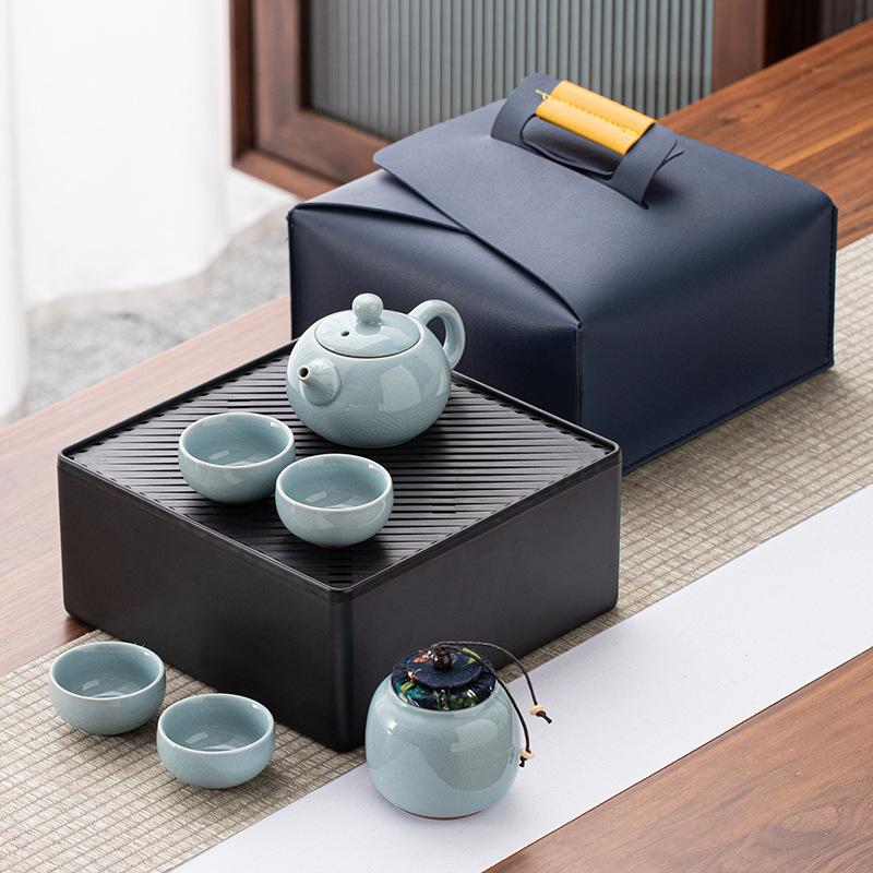 

Ceramic Geyao Kung Fu Travel Tea Set Business Real Estate Banking Corporate Event Gifts Light Luxury Portable