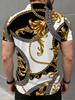 Printed Design-Not Textured]2026 Summer New Men'S Plus Size Polo Shirt, Polo Sweater, Golf Shirt Luxurious Baroque Style Repetitive Pattern Men'S Polo