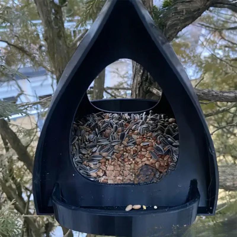 Hängender Vogelhäuschen-Futterspender aus Kunststoff mit Futterschale für den Außenbereich Garten Hof Baum Vogelbeobachtung Dekoration