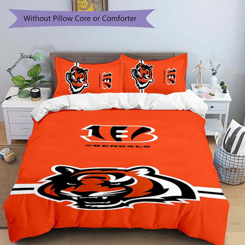 3pcs Cincinnati Bengals LOGO pattern bedding set duvet cover set includes duvet cover &pillowcases,perfect all season bedroom decoration&gift