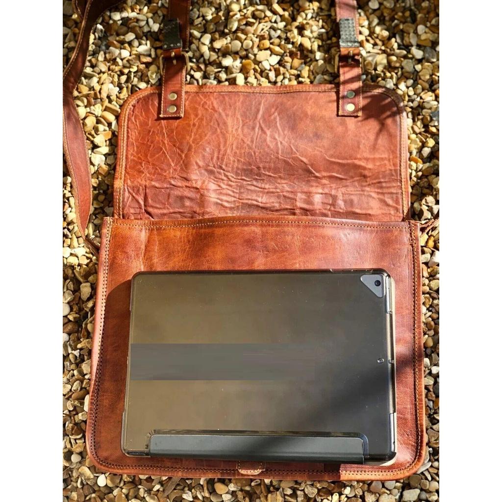 Genuine Vintage Leather Bag Men's Messenger Shoulder Laptop Bag Briefcase