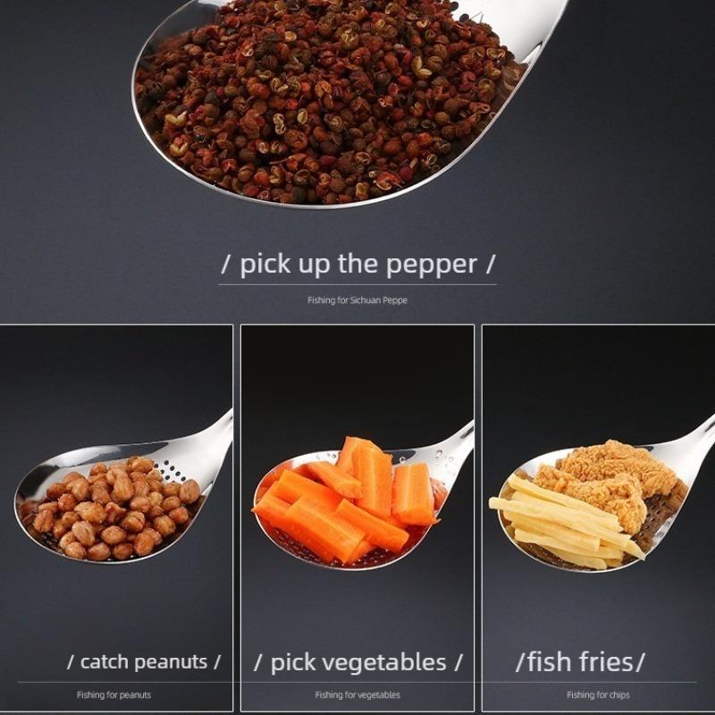 1PC Slotted Spoon Stainless Steel Slotted Spoon Household Kitchen Strainer for Noodles Dumplings Fried Food Drain Skimmer Ladle