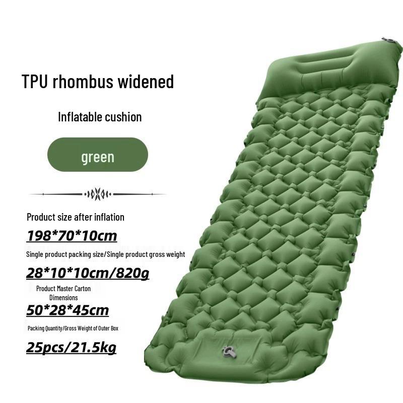 Lightweight TPU Inflatable Camping Mattress with Foot Pump - Portable Outdoor Pad for Hiking and Camping