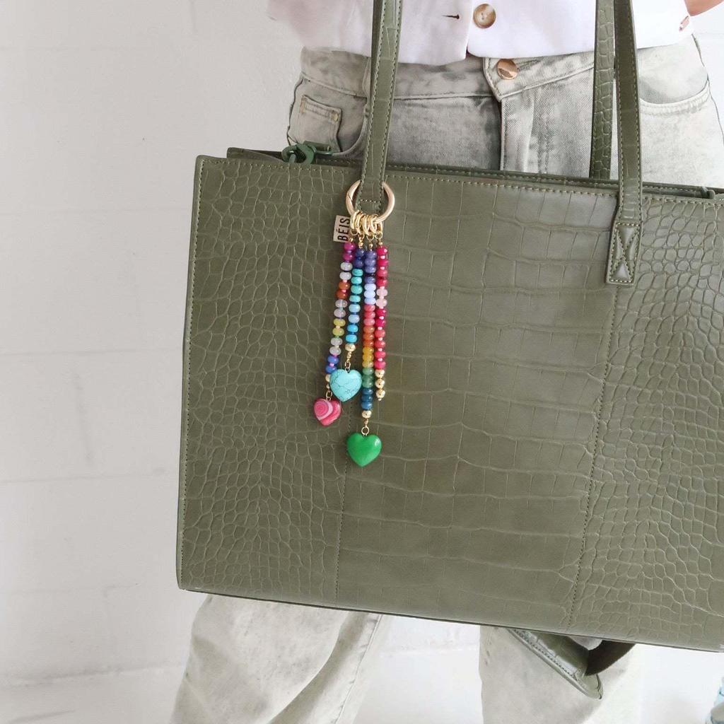 2025 Summer Titanium Steel Colorful Bead Bag Charm Keychain - Fashion DIY Accessory