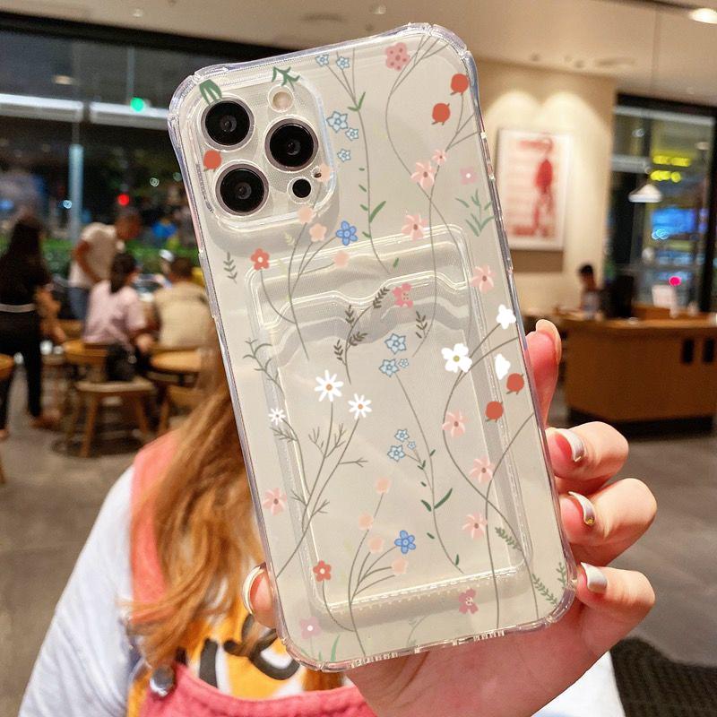 For iPhone 14 Pro Max Case Daisy Flower Clear Phone Case For iPhone 11 12 13 15 16 XS XR X 7 8 Plus Wallet Card Bag Holder Cover