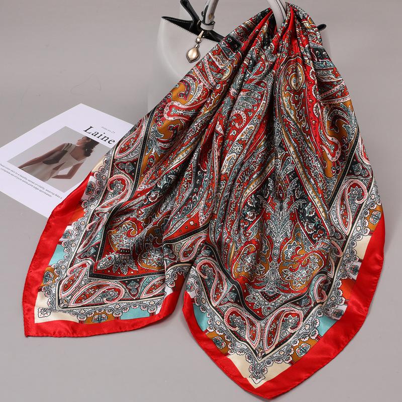 90 Square Scarves, Silk Scarves, Women's New Spring and Summer High-end Sense Versatile, Thin Scarves, Shawls Outside