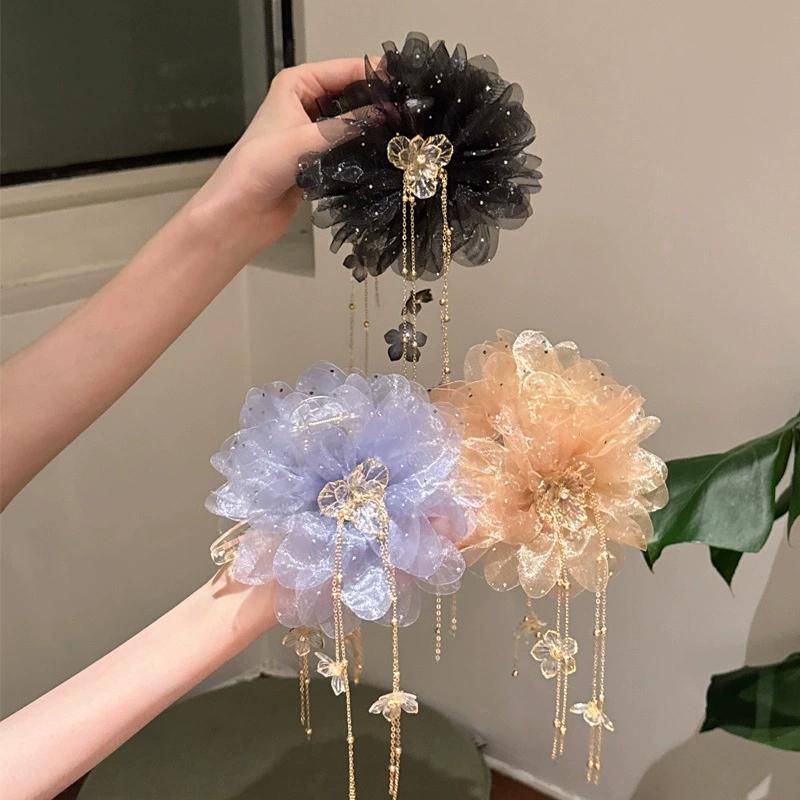 Flower Tassel Hair Clip For Women Girls Shark Ponytail Clip Headdress Temperament Headwear Hair Accessories Gifts
