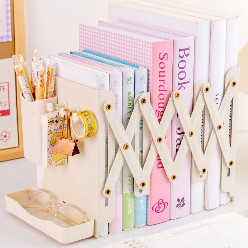 Adjustable Scalable Bookshelf Metal Book Stand Durable Telescopic Bookends