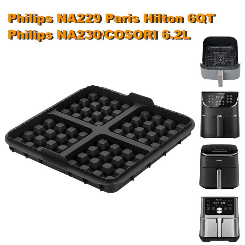 1/2Pcs Air Fryer Waffle Baking Mold Reusable Silicone Waffle Mould Silicone Air Fryer Liner Mold For Dual Basket
