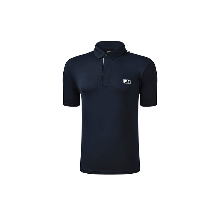FILA Athletics Solid Knit Golf Logo Sports Casual Short Sleeve Polo Shirt Men polo shirts Tidal-Blue A11M235143F-DB L