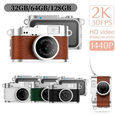 2K 1440P Retro Digital Camera Pocket Video Recorder with 1.47-inch IPS Color Screen LED Flash Light Mini Camera for Photography