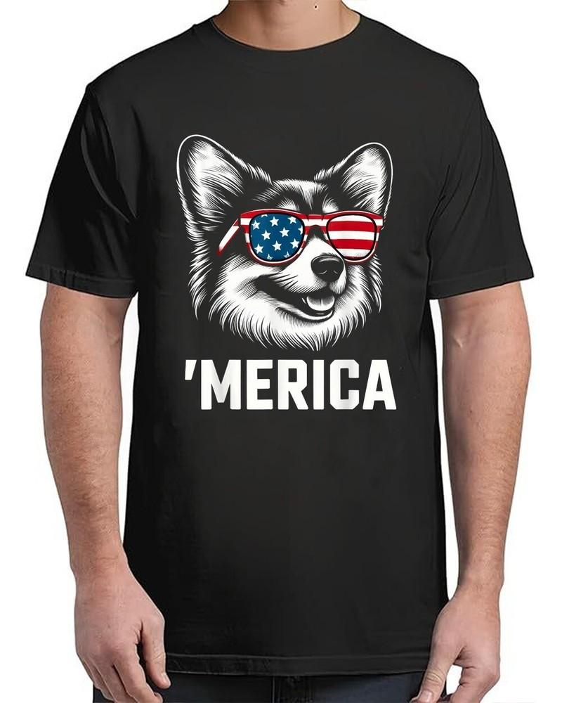 Merica Corgi Wearing Sunglasses Vintage Adult S-4XL Unisex T-Shirt XL