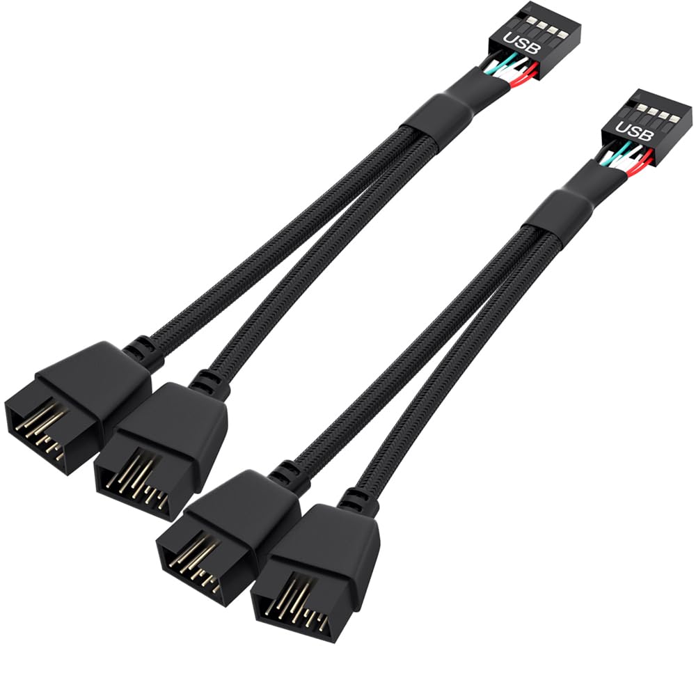 2 Pack Motherboard USB 2.0 To Dual 9 Pin Extension USB Header Splitter for Internal Computer Motherboard