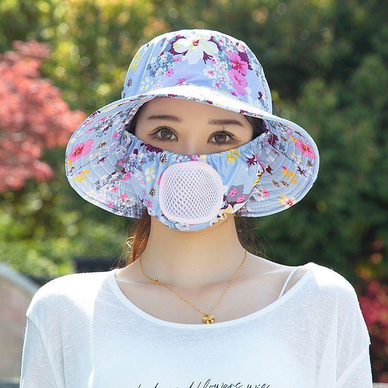 Tee pflücken und auf dem Feld arbeiten, Sonnenhut mit Belüftungsloch, integrierte Gesichtsbedeckung durch Maske, Sonnenschutz UV-Sonnenhut