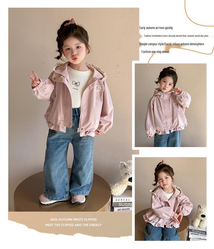 2025 Neue Mädchen Spitzen-Kapuzen-Windjacke - Frühling/Herbst Mode