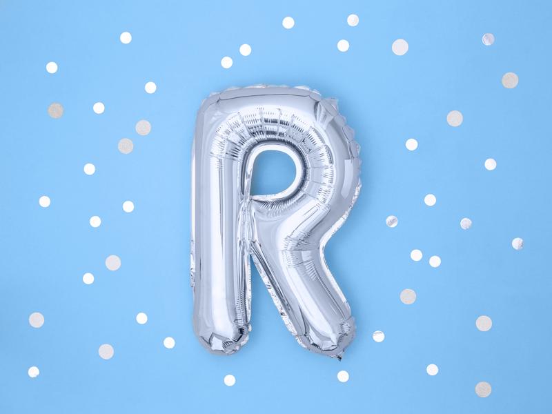 Balon Foliowy Litera "R", 35Cm, Srebrny, 1 Szt.