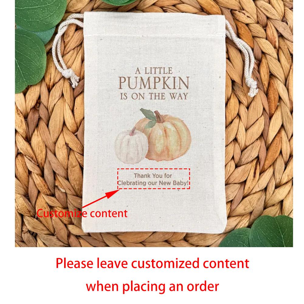 Personalized 3Pcs A Little Pumpkin Is on The Way Bag Custom Drawstring Tote Bag Baby Shower Guests Favor Girl Pumpkin Shower