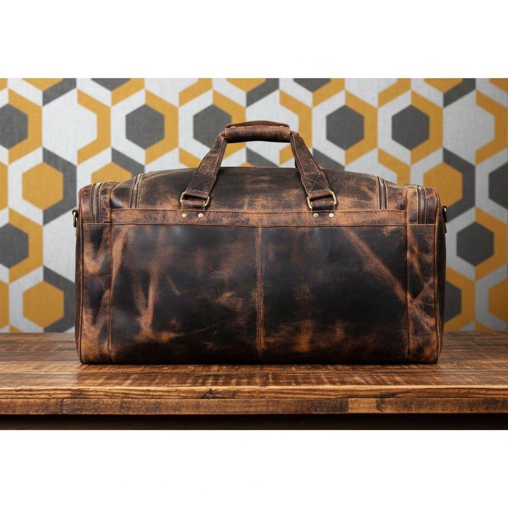 Bolsos de lona grandes de 24 pulgadas para hombres, bolsos de cuero para viajes, bolsos de lona para pasar la noche, gimnasio, deportes, fin de semana, bolsos de lona (Marrón oscuro, 24" grande)