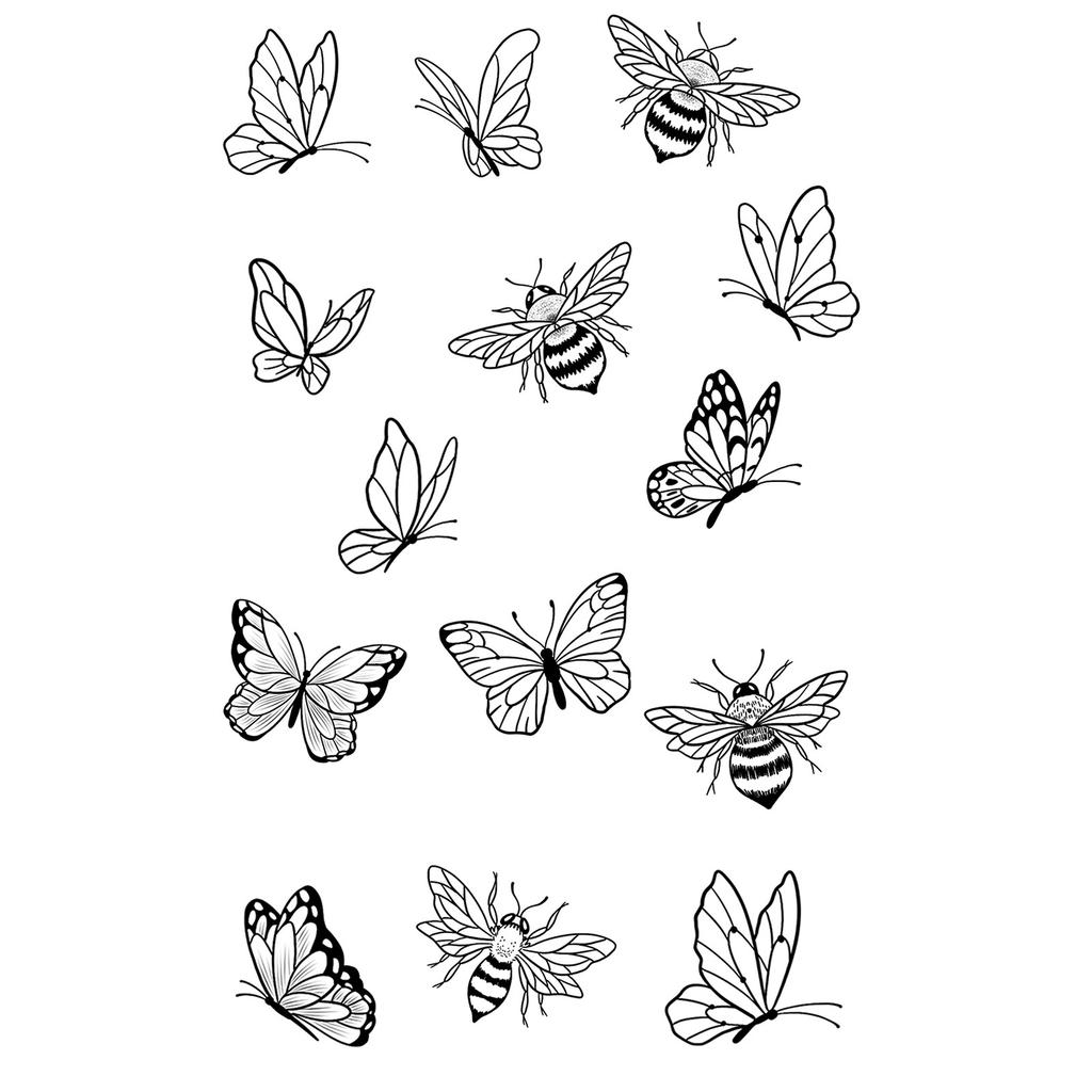Simple Personality Spice Girl Three-Dimensional Butterfly Flower Wicker Collarbone Arm Tattoo Sticker