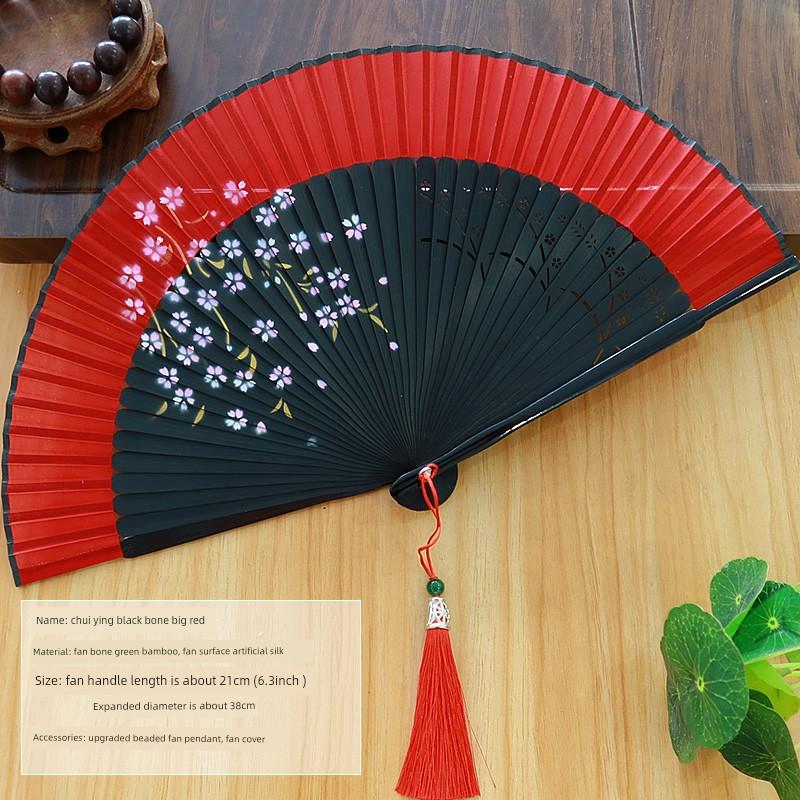 Chinese Style Folding Fan with Spray Painting, Traditional Japanese Folding Fan, Classical Small Silk Fan, Hanfu Portable Retro Fan for Women