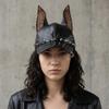 Adjustable Leather Baseball Cap Solid Sunshade Hat Fashion Dog Ears Baseball Cap  Man