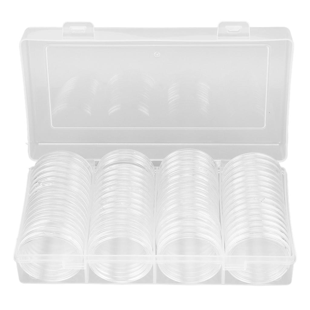 Clear Coin Storage Box 60 Pieces 41mm Coin Capsules Coin Collection Container Box for Coin Collector