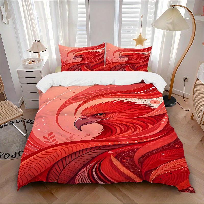 

3pcs Animal-themed Phoenix Eagle Soft and Comfortable Breathability, Bedding Set, Machine Washable, Suitable for All Seasons180 135x200cm