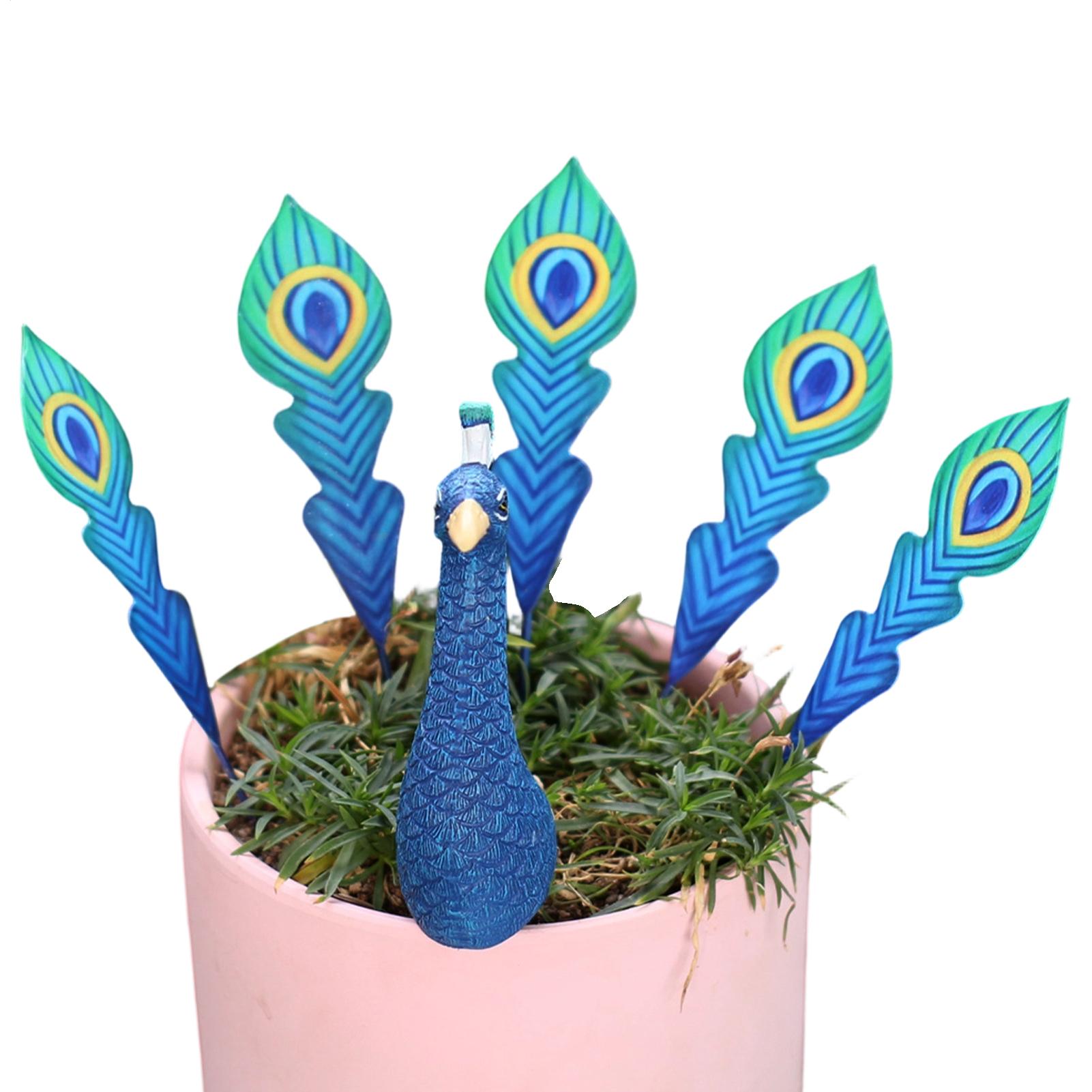 

Decorative Peacocks Garden Stake Blue Bird Planter Stakes With Detachable Tail UV Resistant Garden Decor For Patio Lawn Porch CN