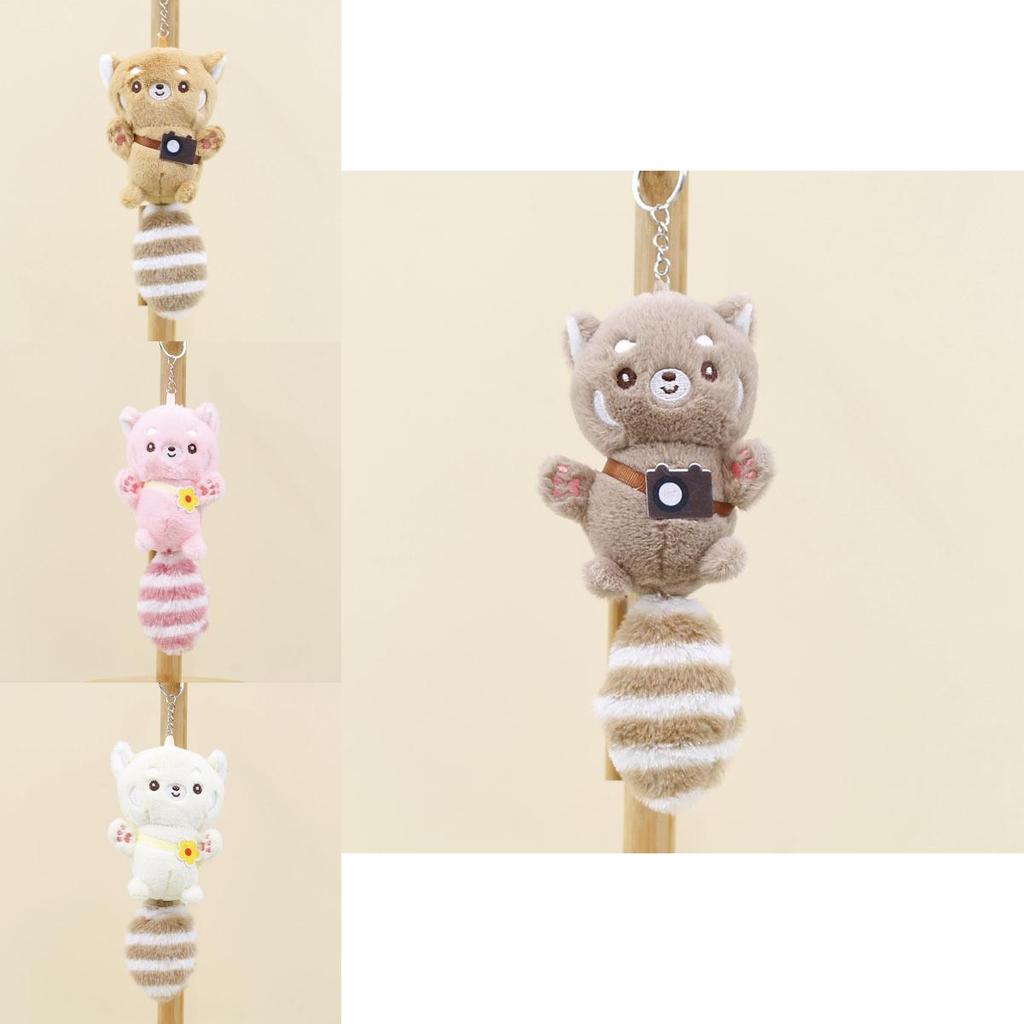 Adorable Plush Raccoon Keychain Cute Bear Stuffed Animal For Backpack