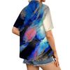 Women’s Casual Short Sleeve Button Down Shirt Summer Lightweight Beach Texture Print Relaxed Fit Top for Outdoor Activities