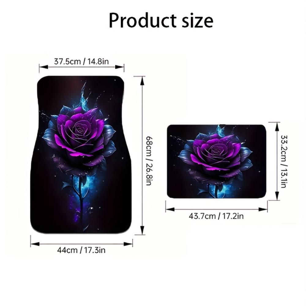 4pcs Non-Slip Rose Design Car Floor Mats Suitable for Cars & SUVs, All-Season Fit Vehicle Floor Liners with Elegant Rose, Ideal Christmas Gift