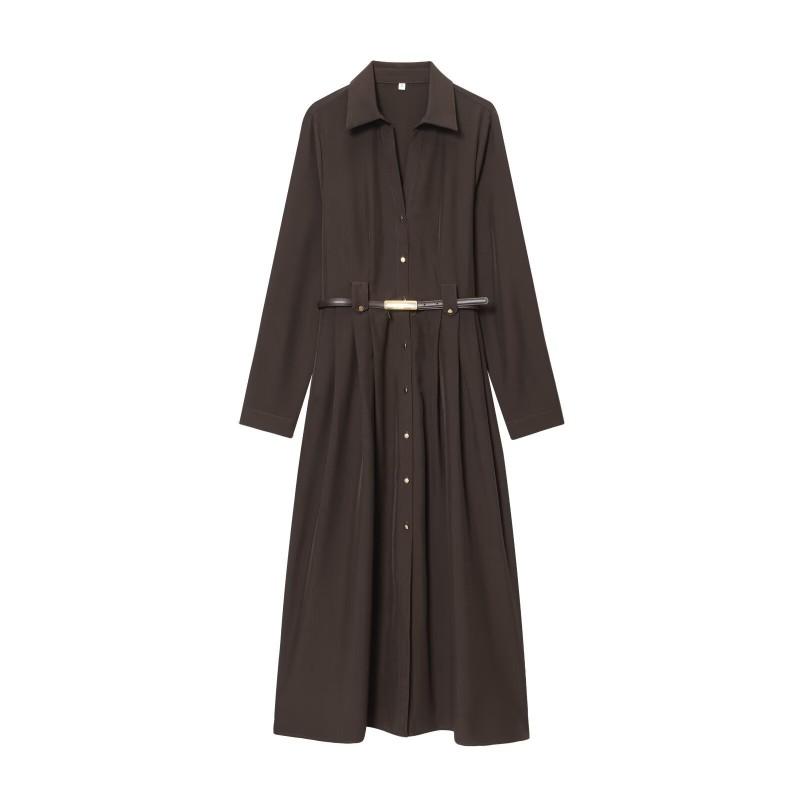 Womens Streetwear Midi Dress With Belted