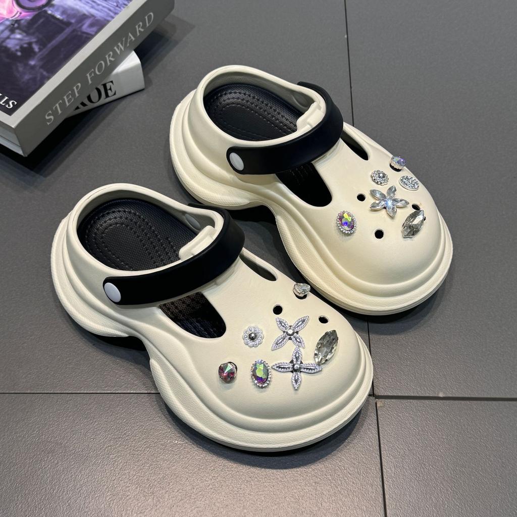 7Cm height-increasing hole shoes for women, thick-soled runaway, not tired feet, beach sandals, breathable and non-slip bag head slippers