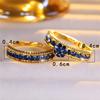 Luxury Female Blue Zircon Stone Engagement Ring Set Cute Yellow Gold Color Wedding  For Women