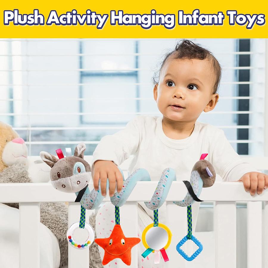 Giocattoli per Seggiolino Auto per Bambini, Giocattolo Attività per Passeggino per Bambini e Bambine 0 3 6 9 10 12 Mesi, Giocattoli di Peluche a Spirale da Appendere, Riempitivi per Calze di Natale per Neonati
