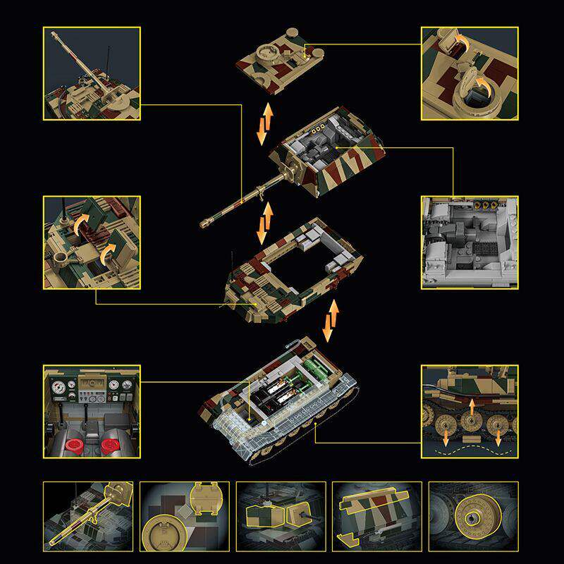Arméstil Pansrat stridsfordon Högkvalitativ Jagdpanzer Högkvalitativ Tiger/P Högkvalitativ Armé Högkvalitativ Byggnad Högkvalitativa Klossar