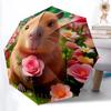 1pc Hamster FlowersAutomatic Open/close Folding Umbrella, Compact Portable Travel Umbrella, Perfect Birthday/Holiday, Cute Umbrella Y028