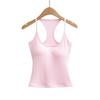 Women's Slim-Fit Racerback Tank with Removable Bra Pads - Low-Cut U-Neck Camisole for Spring/Summer 2026.