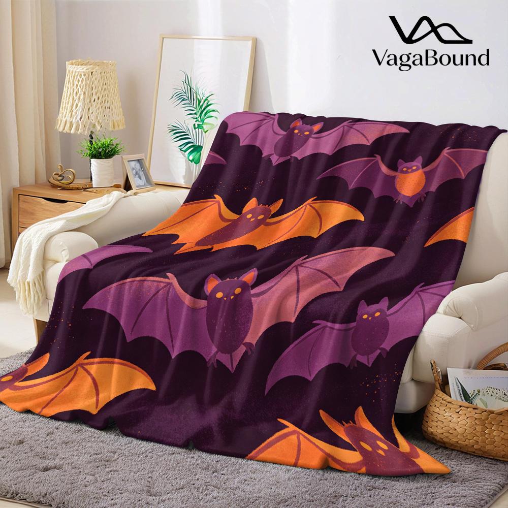 Cute Halloween Bats Flannel Blanket Warm Soft Halloween Christmas All-Season Couch Decorative Cozy Warm Gift