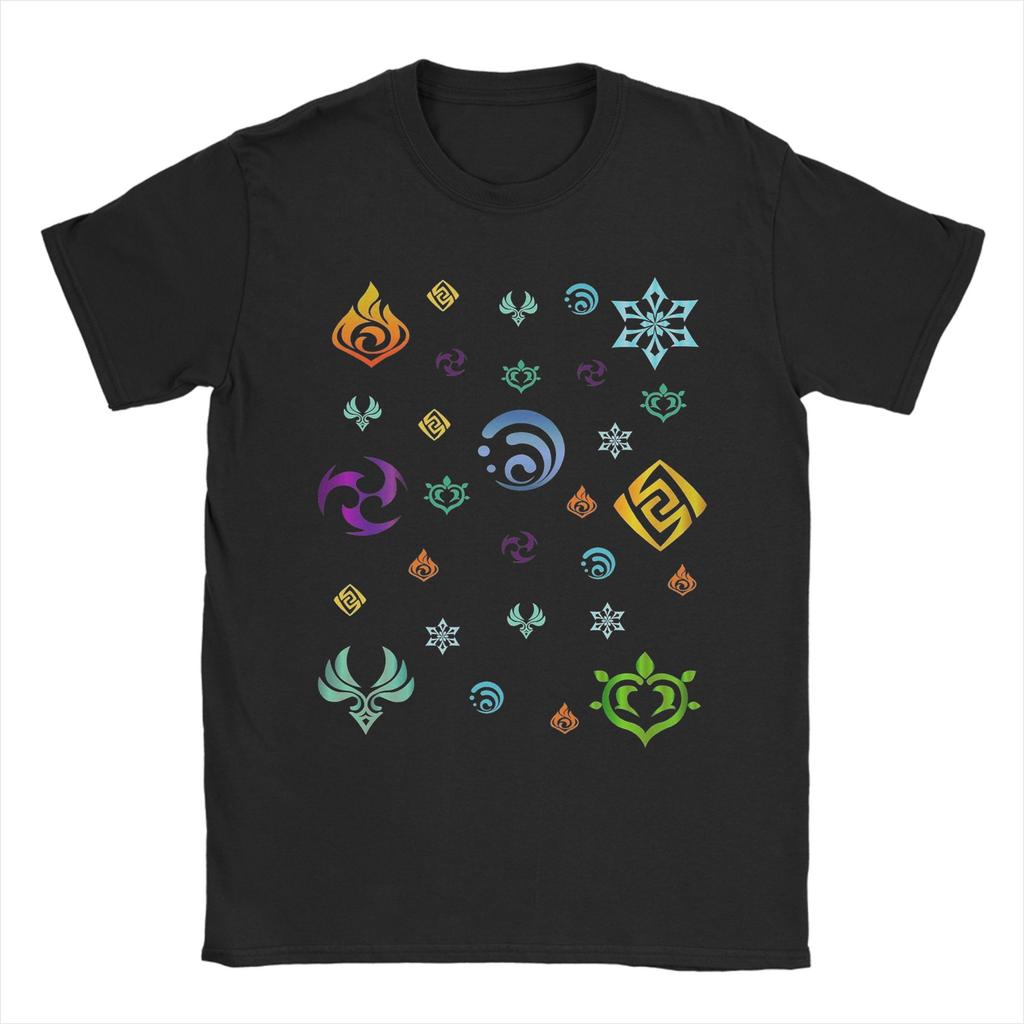 Vintage Genshin Impact Cartoon TShirts for Unisex Unisex Round Neck 100 Cotton T Shirts Gaming EleUnisext Tee Shirt Gift Idea Tops