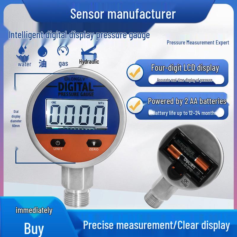 Longlv YL-809 Digital Pressure Gauge with Battery Display for Air and Hydraulic Use
