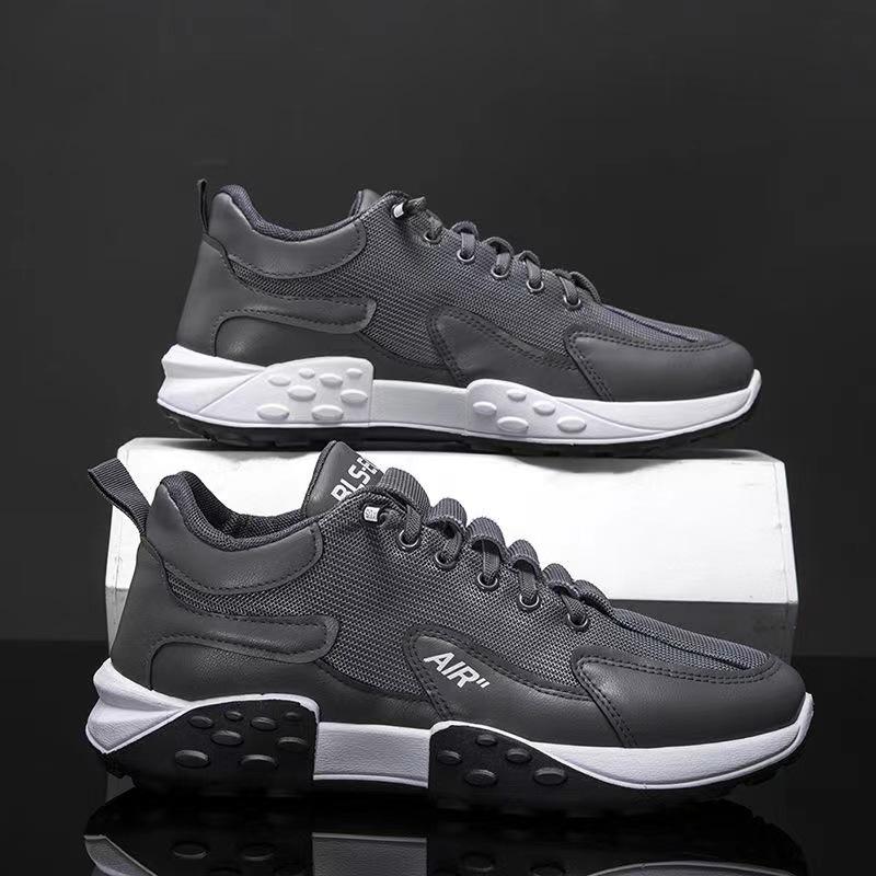 

Large size men s shoes summer mesh breathable casual sports shock absorption running sports shoes trendy casual shoes 46 серый