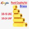 Brass Long Extension Coupling Nuts 3/8-16 UNC 3/8-24 UNF Thread Round Connecting Joint Sleeve Fastener Nuts