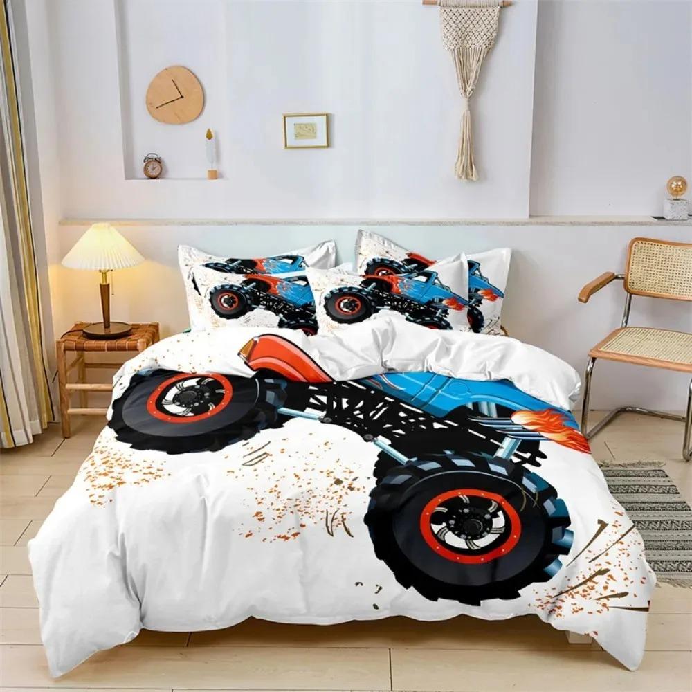 Cute Cartoon Boys Bedding Set Car Track Pattern Duvet Cover Set Children Bed Cover Comforter Cover Full King Pillow Case