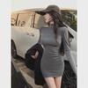 Autumn/Winter Slim Long Sleeve Half Turtleneck Dress - Pure Desire Short Skirt