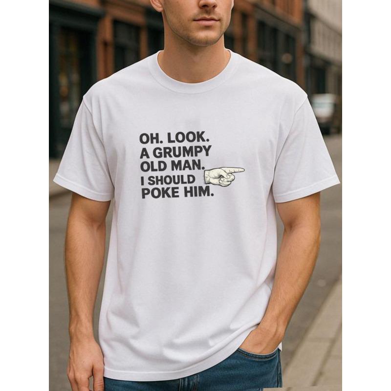 

European sizes Men S Casual Fashion T-Shirt | Fun Text and Pointing Gesture Print, Humorous and Quirky Style, Versatile for Fitness Training 4XL білий