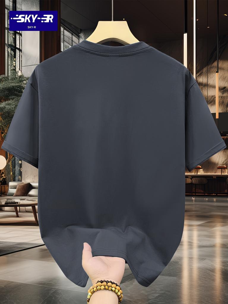 100% cotton men's casual loose T-shirt breathable fashion pattern printed short sleeved round neck top
