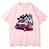 Anime Lucky Star Konata T-Shirt Cartoon Unisex Damen Ästhetisch Vintage Auto T-Shirt Unisex Unisexga Druck Oversize Oberteile Baumwolle T-Shirt